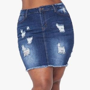 3XL Plus Size Distressed Jean Skirt - Worn Once